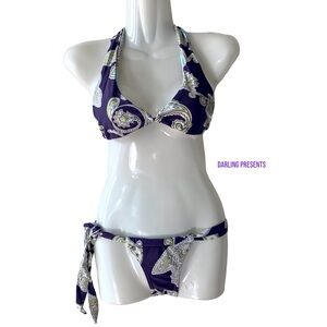 Cia Maritima Paisley Print Bikini Swimsuit Women Color Purple Size S